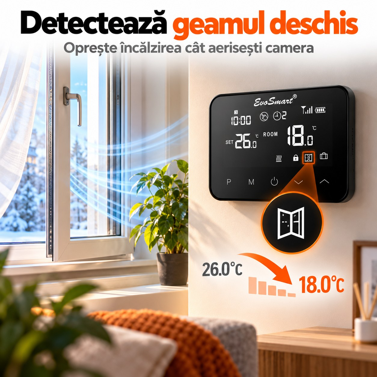 Termostat Inteligent Wi-Fi EvoSmart WT-20 Fără Fir, Control din Aplicație, Ecran Tactil [7]
