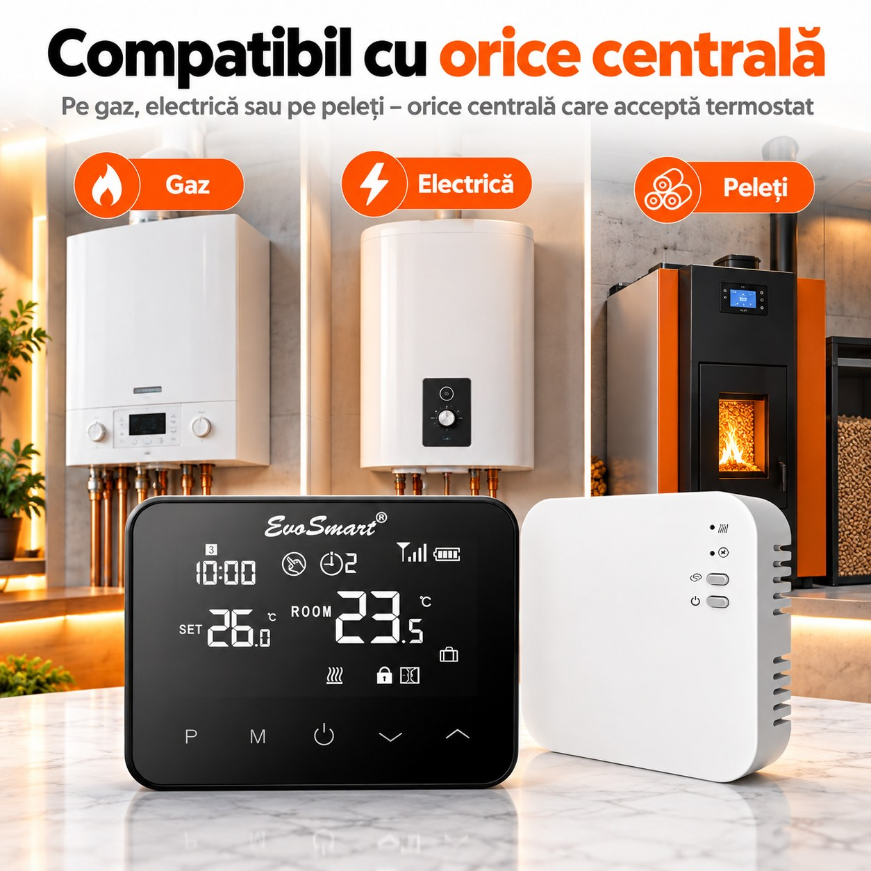 Termostat Inteligent Wi-Fi EvoSmart WT-20 Fără Fir, Control din Aplicație, Ecran Tactil [4]