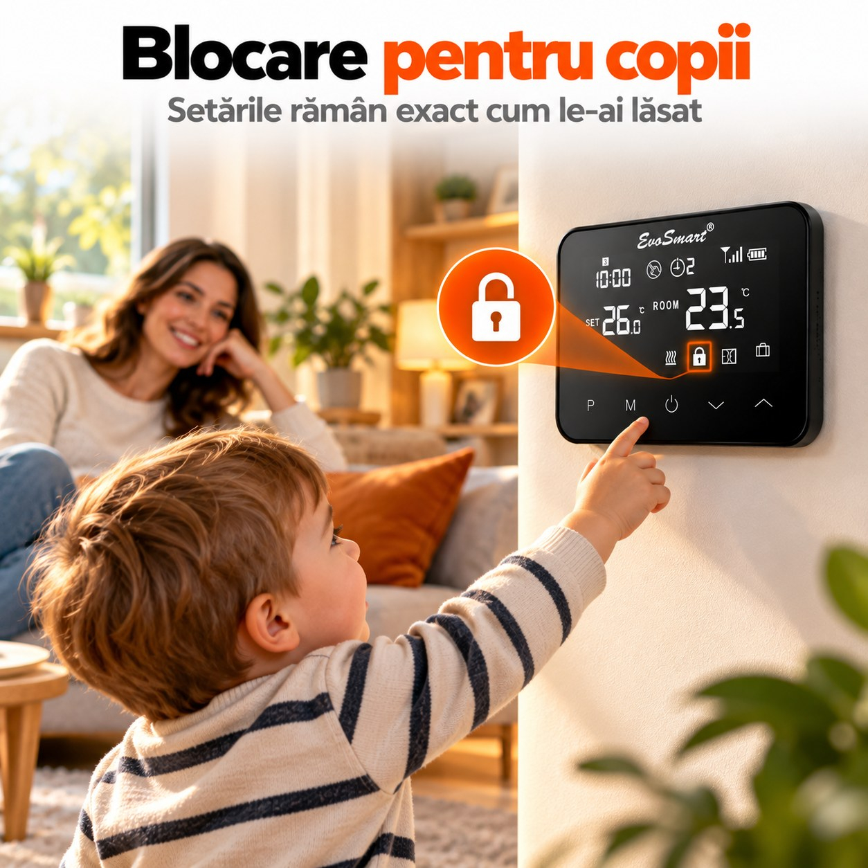 Termostat Inteligent Wi-Fi EvoSmart WT-20 Fără Fir, Control din Aplicație, Ecran Tactil [10]