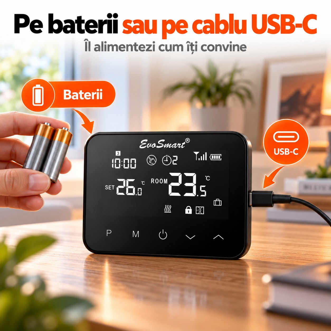 Termostat Inteligent Wi-Fi EvoSmart WT-20 Fără Fir, Control din Aplicație, Ecran Tactil [9]