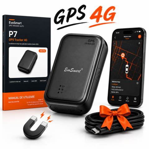 Produse - GPS Tracker auto EvoSmart P7 4G magnetic cu aplicație mobilă