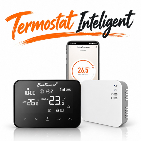Produse - Termostat Inteligent Wi-Fi EvoSmart WT-20 Fără Fir, Control din Aplicație, Ecran Tactil