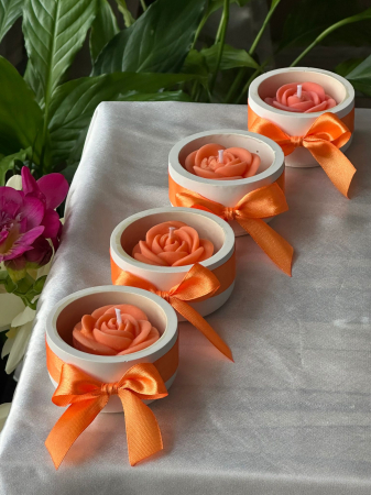 Marturii - Mini rose - portocalie / Lumânare parfumată - Candlyon