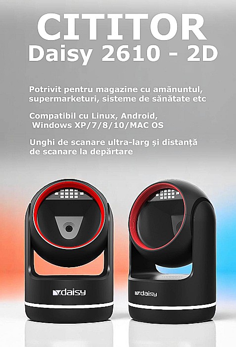 Cititor coduri de bare Daisy 2610 2D – Scanner USB pentru coduri 1D/2D [2]