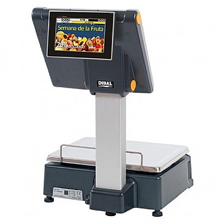 Cantare electronice cu eticheta - Cantar comercial cu eticheta touch screen Dibal D955 6/15 Kg, dublu corp, cu dublu display 12" + 7"