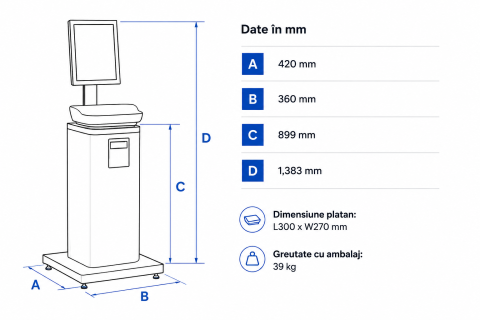 Cantar PC DIBAL Serial DX-5100 totem, 6/15 kg, ecran tactil de 15” [1]