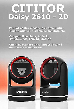 Cititor coduri de bare Daisy 2610 2D – Scanner USB pentru coduri 1D/2D [1]