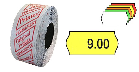 CONSUMABILE - Etichete de pret 26x12 mm, 1400 et/rola, set 6 role, galbene, ondulate