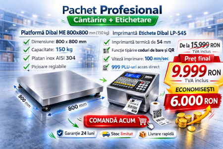 Detectoare metale - Pachet Profesional: Platformă Dibal ME 800x800 mm (150 kg) + Imprimantă Etichete Dibal LP-545