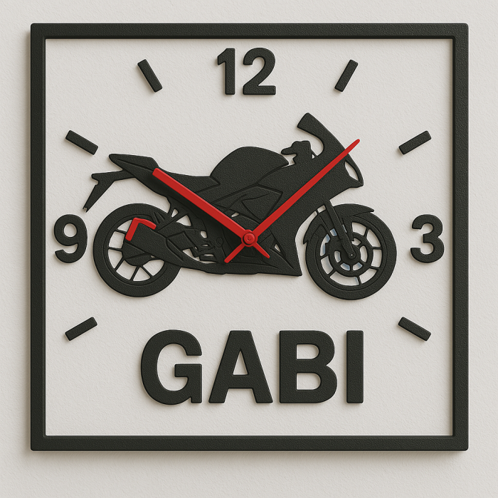 Ceas de perete cu motocicletă sport – nume personalizat [1]