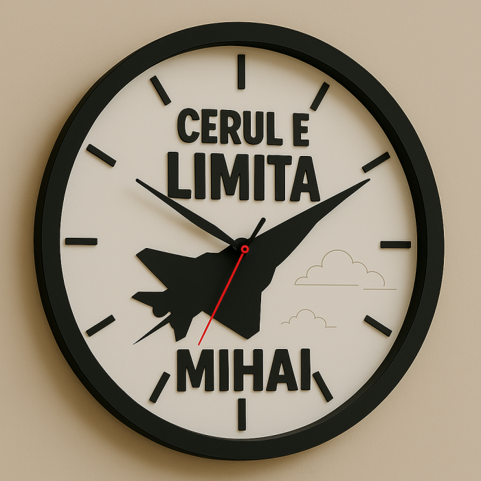 Ceas de perete personalizat cu avion și nume - Pilot în devenire [3]