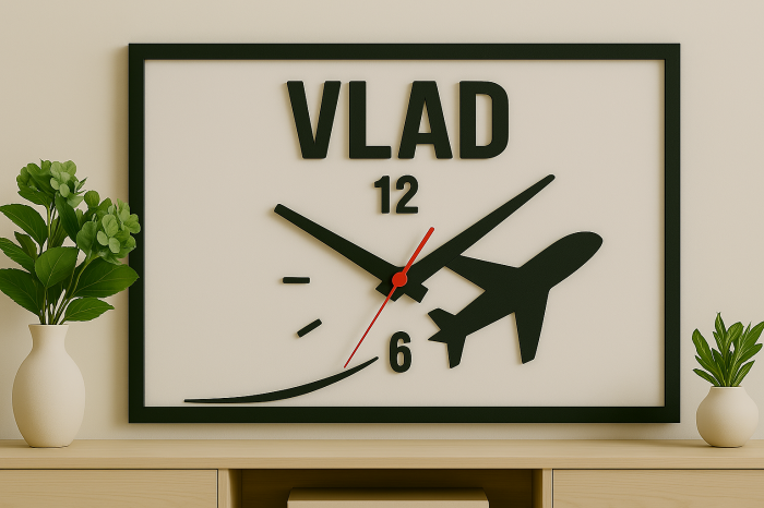Ceas decorativ cu avion – numele tău în prim-plan [3]