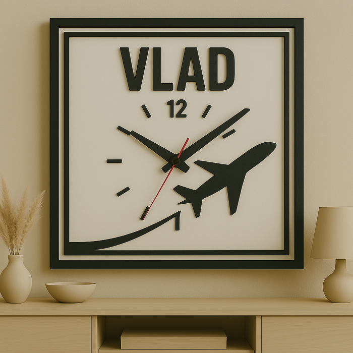 Ceas decorativ cu avion – numele tău în prim-plan [2]