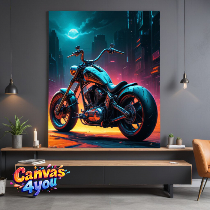 Tablou canvas „Evadare nocturnă” – motocicletă urbană în lumină de noapte [1]