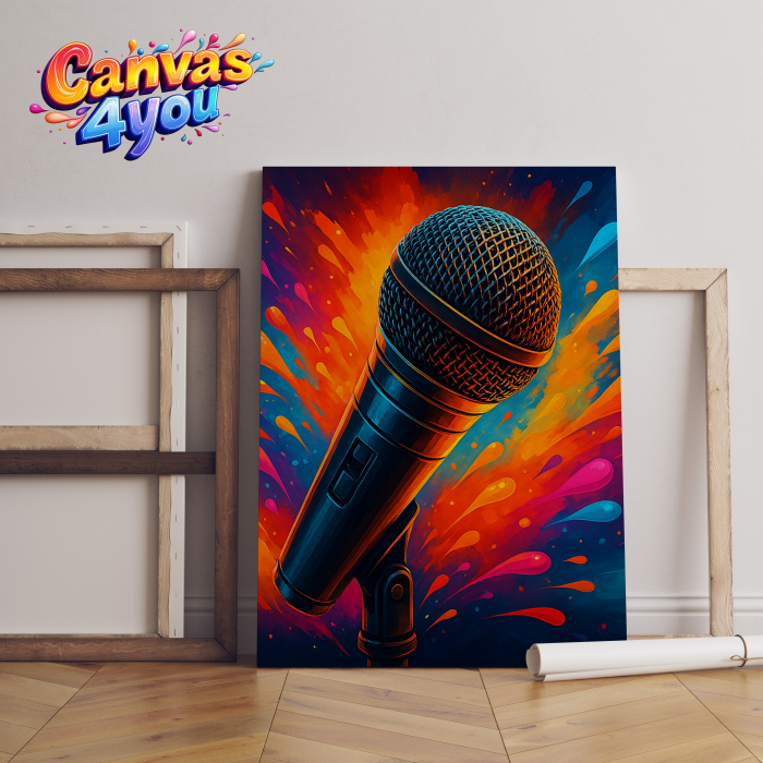 Tablou canvas microfon – explozie de culoare și energie muzicală [1]
