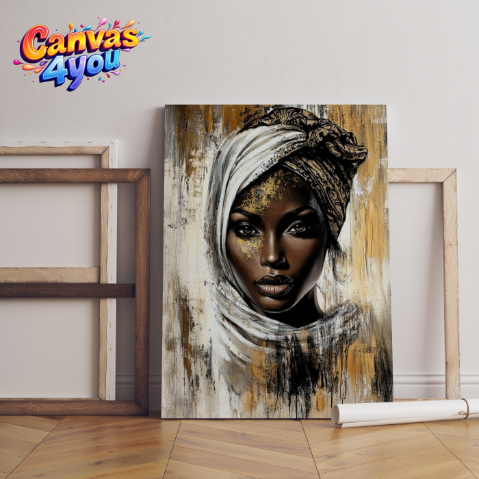 Tablou canvas "Privire de regină" – Portret feminin puternic cu detalii aurii [1]