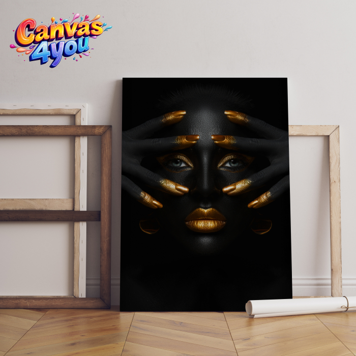Tablou canvas „Eleganță ascunsă” – Portret artistic cu aur lichid și forță vizuală [1]