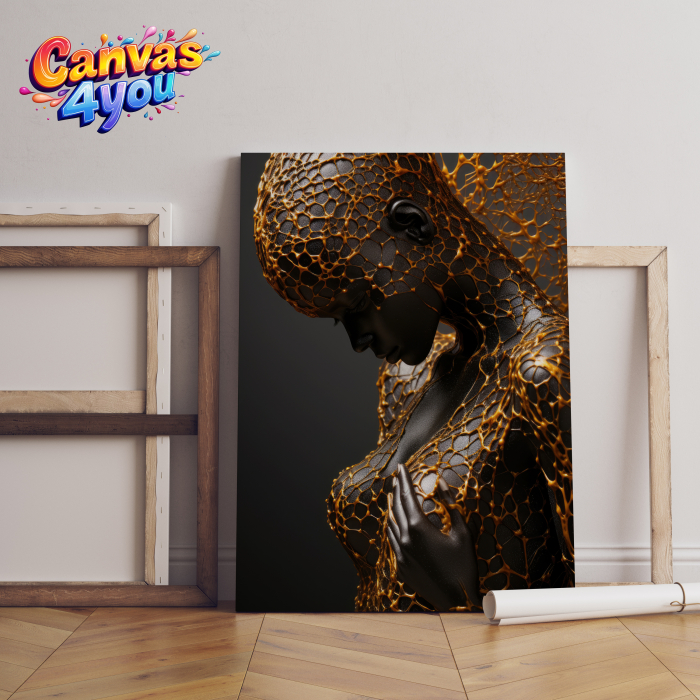 Tablou canvas "Silueta eternă" – Artă contemporană cu femeie în aur organic [1]