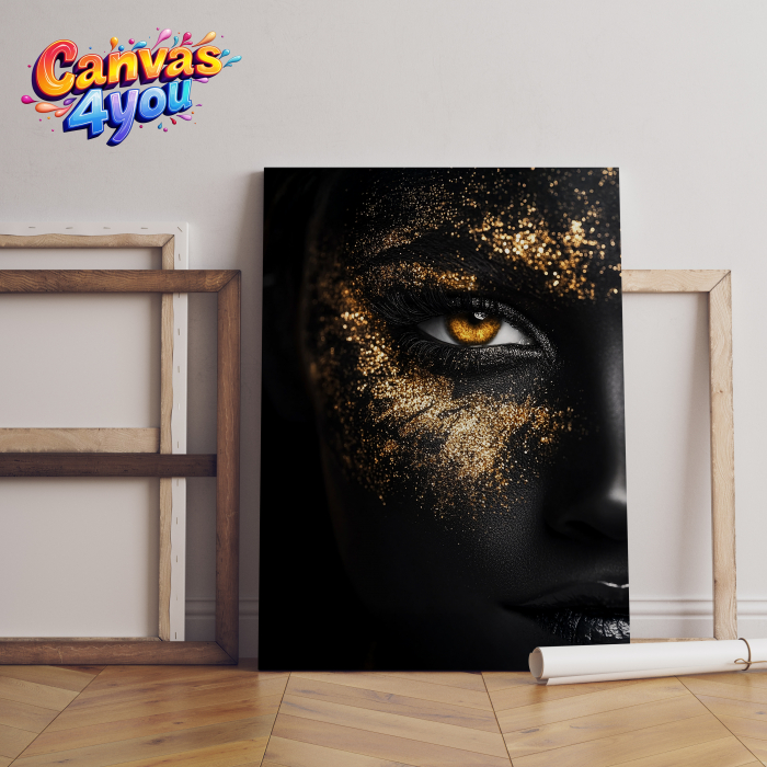 Tablou canvas "Tăcerea care vede" – Privire pătrunzătoare cu accente aurii [1]