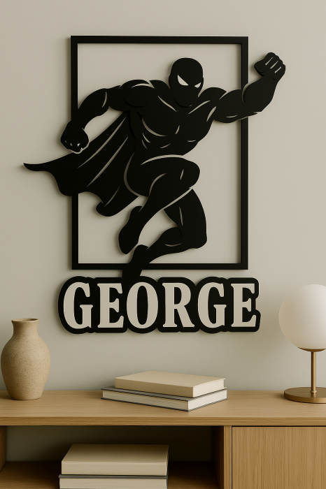 Tablou MDF supererou personalizat – decor perete cu numele „George” [3]