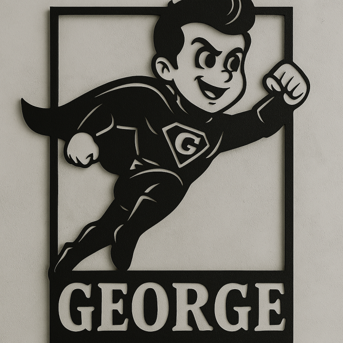 Tablou MDF supererou personalizat – decor perete cu numele „George” [1]
