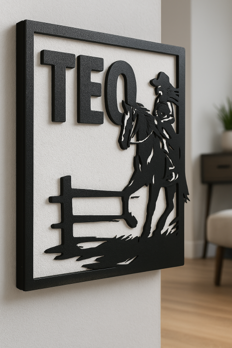 Tablou MDF cu siluetă western și nume decupat – model „TEO” [3]