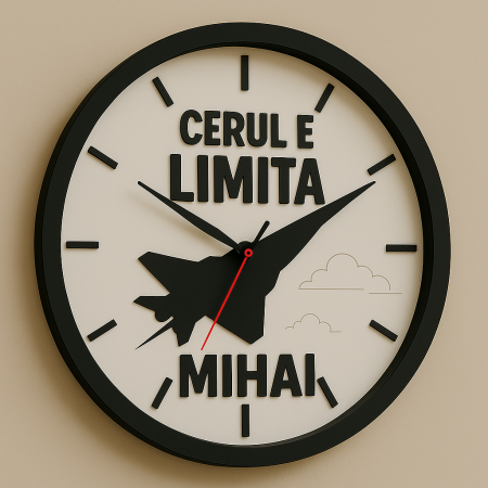 Ceas de perete personalizat cu avion și nume - Pilot în devenire [2]