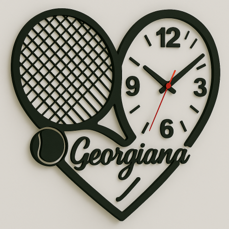 Ceasuri din MDF - Ceas decorativ „Game, Set, Match” – nume în relief