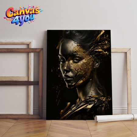 Luxury - Tablou canvas "Viziune regală" – Portret de impact cu accente aurii explozive