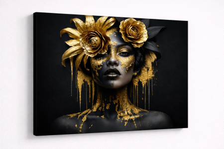 Luxury - Tablou Canvas Femeie cu Accente Aurii – Decor Modern