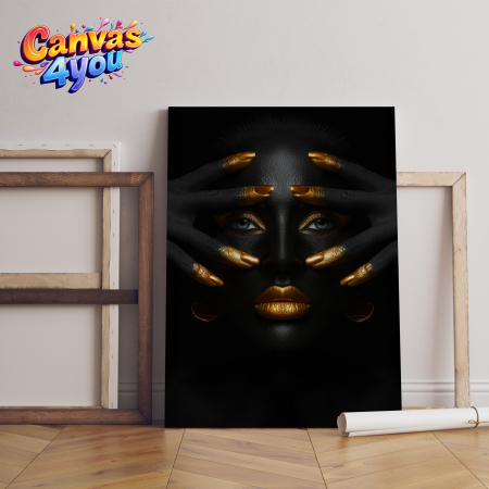 Luxury - Tablou canvas „Eleganță ascunsă” – Portret artistic cu aur lichid și forță vizuală