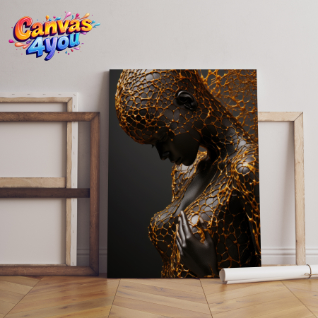 Luxury - Tablou canvas "Silueta eternă" – Artă contemporană cu femeie în aur organic