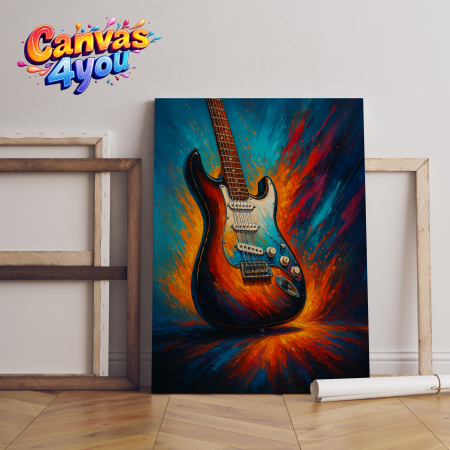 Music - Tablou canvas chitară electrică – explozie de culoare și energie
