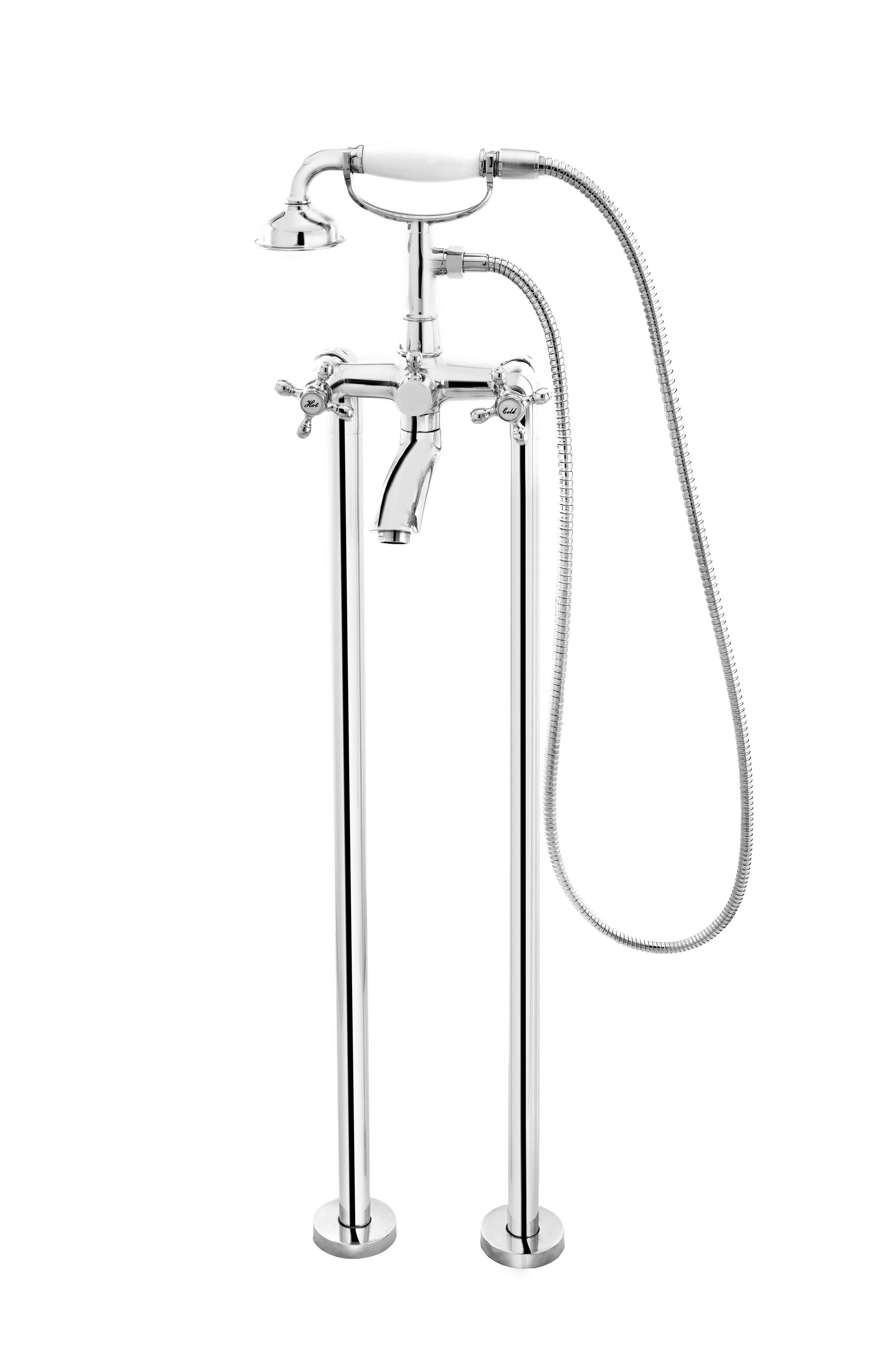 Baterii cada/dus - Baterie cada freestanding Lacrima, cu accesorii, crom