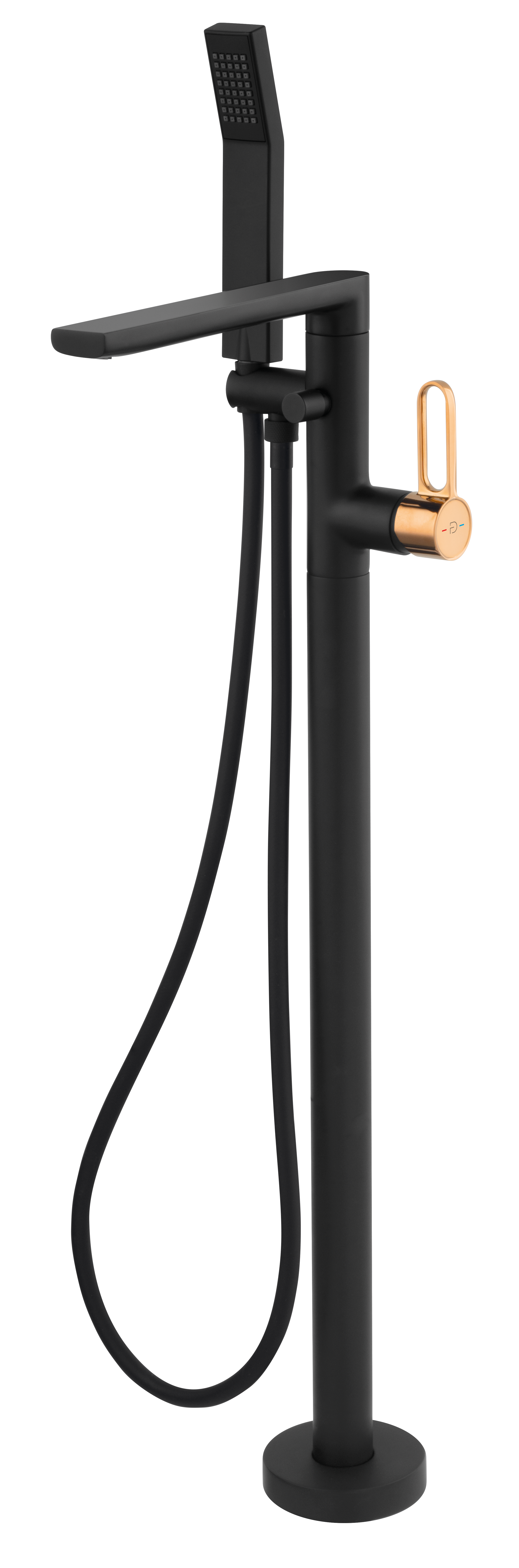 Baterii cada/dus - Baterie cada freestanding Zaffiro, cu accesorii, negru-roz auriu