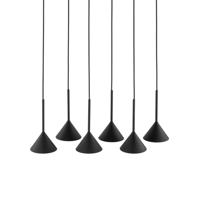 Lampă Suspendată TK Lighting CONO MINI BLACK 6xE14 – Lustră Modernă cu 6 Abajururi Conice Negru Mat [2]
