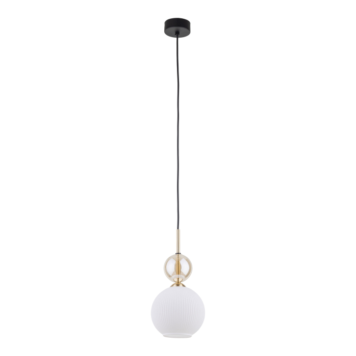 Lampă Suspendată TK Lighting SOPHIA COGNAC WHITE 1xE14 – Varianta 2, Design Modern din Sticlă Cognac Albă și Metal Auriu Satinat [2]