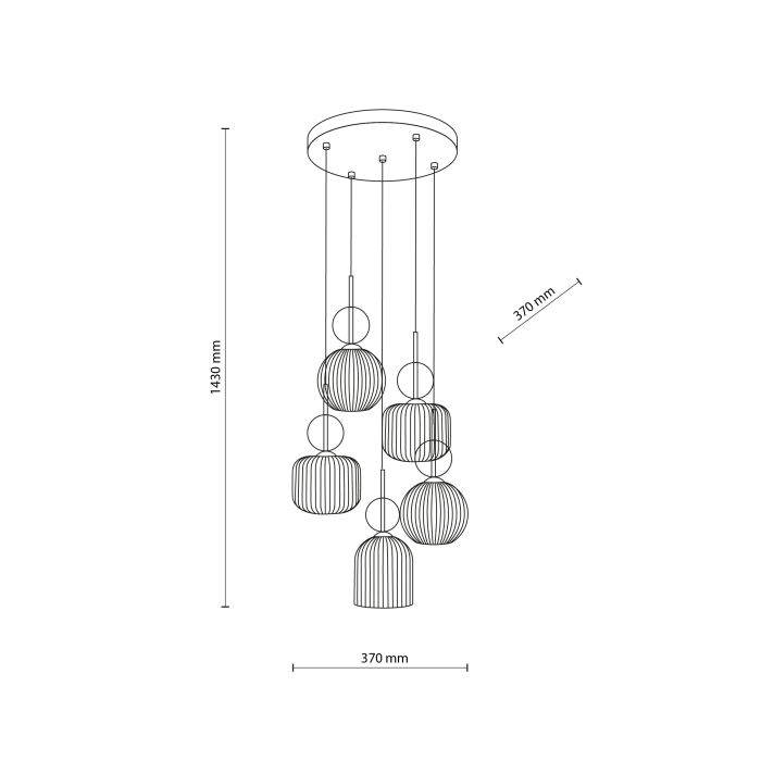 Lampă Suspendată TK Lighting SOPHIA COGNAC WHITE 5xE14 – Corp de Iluminat Modern din Sticlă Cognac Albă și Metal Auriu Satinat [4]