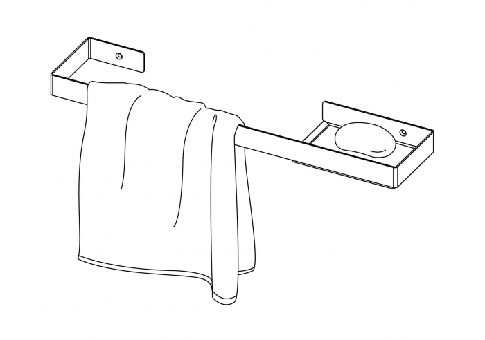 Agățătoare cu montare pe perete, pentru prosoape - cu raft, Deante, ,Alb [2]