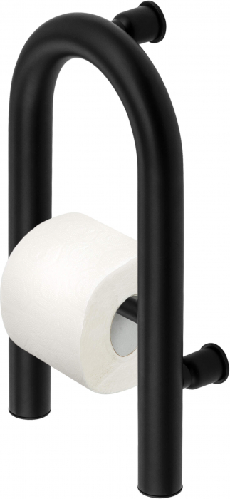 Bară de susținere cu montare pe perete, cu spațiu pentru hârtia igienică - 2în1, Deante, Vital,Negru [2]