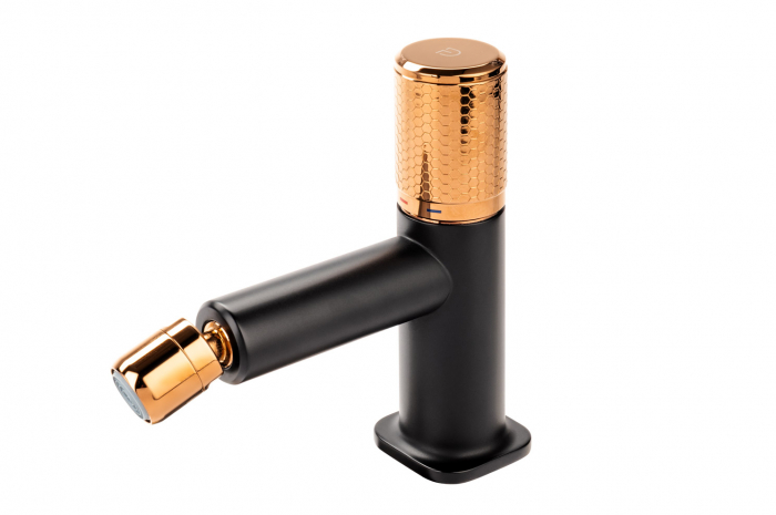 Baterie bideu FDesign Ardesia cu ventil, negru-aur roz [1]