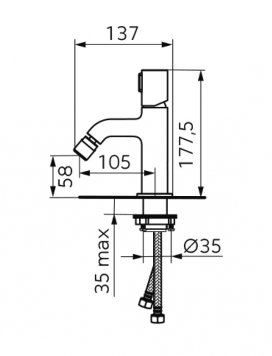 Baterie bideu FDesign Meandro cu ventil, crom [2]