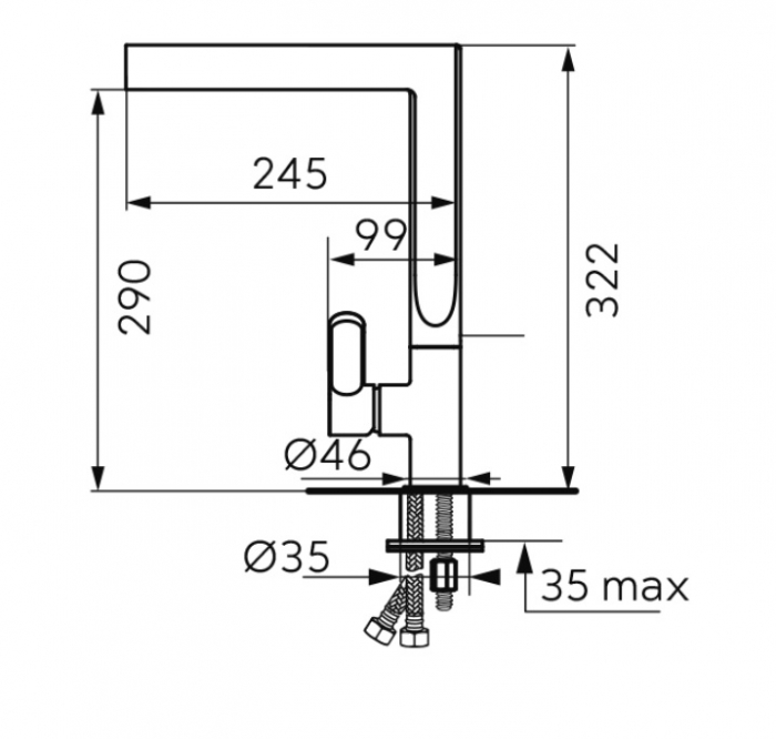 BATERIE BUCATARIE PIPA INALTA ZAFFIRO, NEGRU MAT [2]