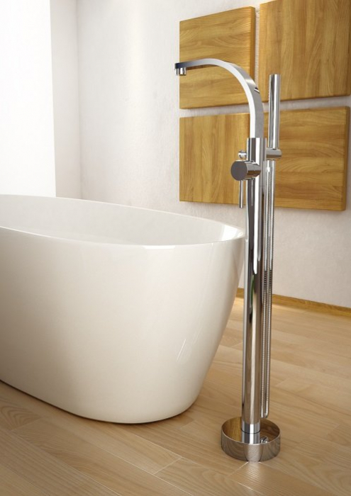 Baterie cada cu montaj pe pardoseala Besco Decco, crom [2]