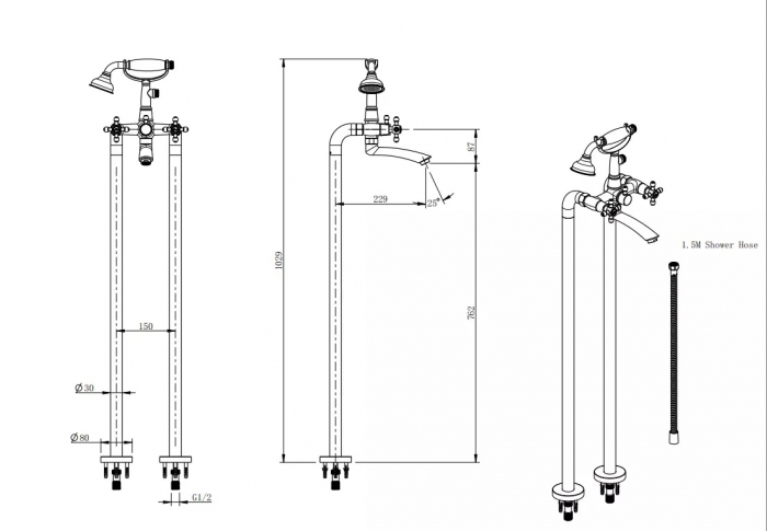 BATERIE CADA FREESTANDING LACRIMA, CU ACCESORII, BRONZ [2]