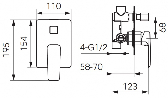 BATERIE INCASTRATA CADA/DUS BRINA CU 2 IESIRI, CROM [2]