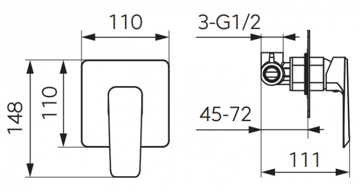 BATERIE INCASTRATA DUS BRINA CU 1 IESIRE, CROM [2]