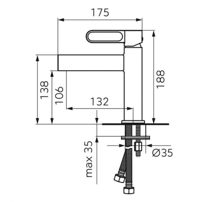 BATERIE LAVOAR ZAFFIRO CU VENTIL CLICK-CLACK, NEGRU-ROZ AURIU [2]