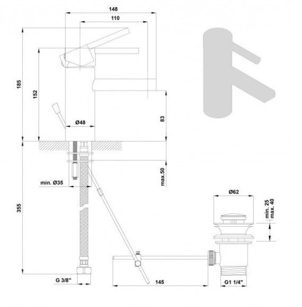 BATERIE LAVOAR BALANCE CU VENTIL [2]