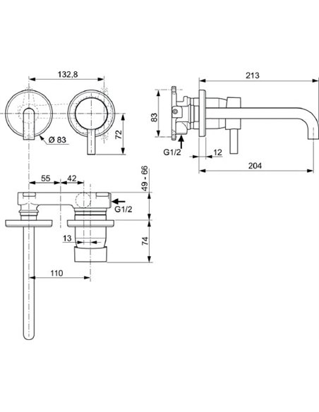 ORNAMENT BATERIE LAVOAR PERETE CERALINE PIPA 180 MM (PENTRU A1313NU) [4]